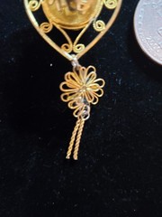 Vintage Gold Tone Chinese Heart Good Fortune Ball Necklace Gift Adult Unisex