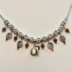 Hand Crafted Bracelet W/Genuine Laurel Burch Cat Charm~ Add a Bead/Adjustable