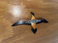 Hand Made Varied Wood Bird In Flight Pin Brooch
