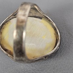 CFJ Collins Sterling Silver Fleur-De-Lis Ring Mother-Of-Pearl & Marcasite 8.25
