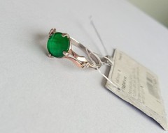 Vintage Ring emerald stone Sterling Silver 925 Gold 375 Women’s Jewelry size 8
