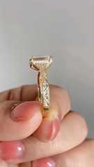 Art Deco Style Emerald Cut Lab Created Diamond 14K Gold FN Filigree Wedding Ring