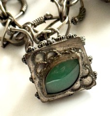 Antique Silver Etruscan Large Charm – Fob Bracelet