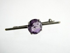 Antique 900 Silver Round Cut Amethyst Pin or Brooch 2 Gram Weight 1.5 Inches