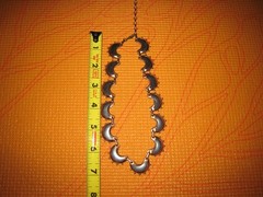 VINTAGE RENOIR COPPER NECKLACE W/ BLACK ENAMEL CRESCENT MOON LINKS
