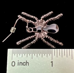 Vintage Halloween, Creepy Black Widow Spiders French Wire Earrings 1.25”