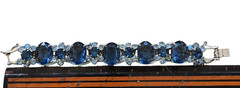 Vintage Julianna D & E Montana Blue Rhinestone 5 Link Bracelet & Earrings