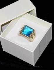 Vintage Southwestern Style Men’s Sterling Ring, Sz 8.75, Blue Stone, 9.5g