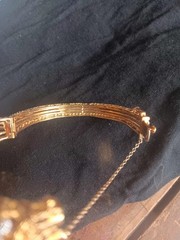 18k Sokid Yellow Gold Bangle Bracelet Diamonds Emeralds Sapphires Rubies