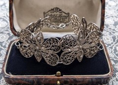 Vintage British Filigree Bracelet Butterfly Design 1950s 1970s Silver Jewelry 13