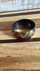 Vintage Mixed Metal Brass and Darkened Copper Tone Chevron Bangle Bracelet
