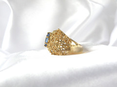 Ross Simons Sterling Silver 925 Gold on Simulated Tanzanite Filigree Ring Size 6
