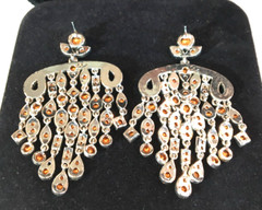 Lauren Conrad LC Silvertone Chandelier Dangle Clear Crystal Pierced Earrings