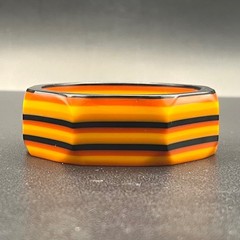 Vintage Laminated Lucite Octagonal Bangle Bracelet Orange Yellow Black Wide