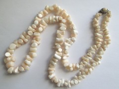 116g 30in VINTAGE ANGEL SKIN CORAL GRADUATED BRANCH BEAD NECKLACE SILVER CLASP