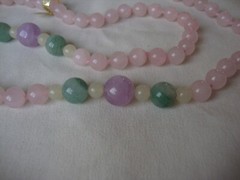 VINTAGE 12mm AMETHYST 10mm AVENTURINE JADE 8mm ROSE QUARTZ ENDLESS BEAD NECKLACE