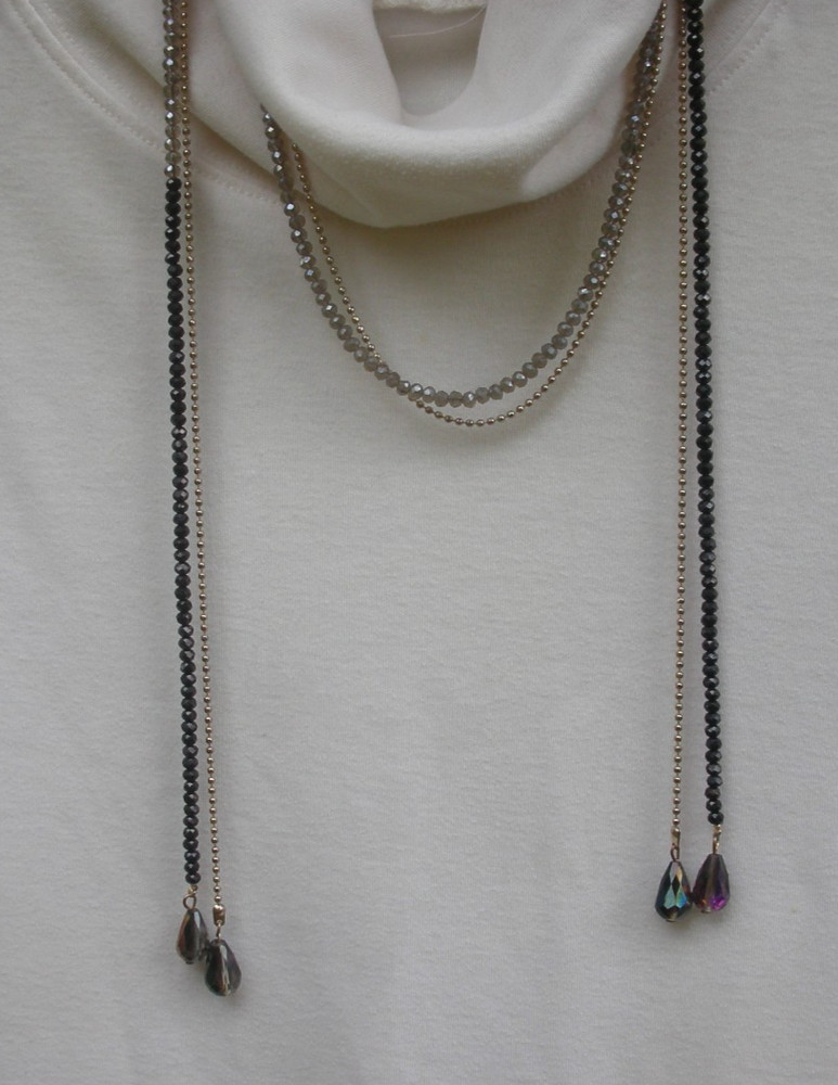 2- ANTIQUE ART DECO GLASS BEADED NECKLACE 46 INCHES LONG FLAPPER BOHO CHIC