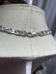 35. MWS Sterling 925 Anchor Mariner 7.3mm link Chain Necklace Italy 20″, 44g