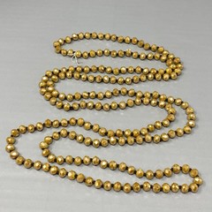 Czech Gold Glass Bead Flapper Necklace Fire Polished Coated Hand Knotted Cord 62