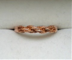 Vintage European Solid 14K 585 Rose Pink Gold Twisted Rope Design Band Ring 14kt