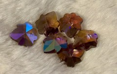 Vintage Swarovski? Grape Leaf Crystal Pendant 15mm Smoked Topaz AB Faceted Leaf
