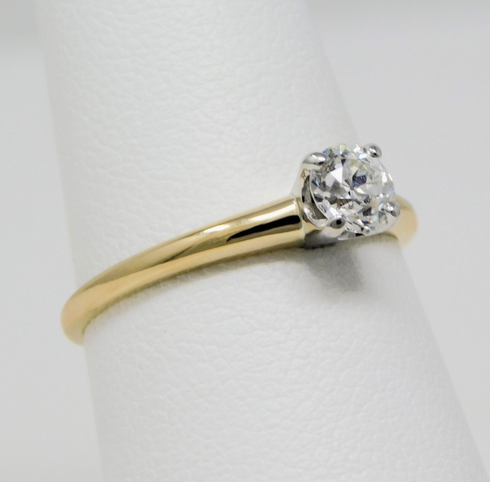 Edwardian 13k & Platinum ≈4.7mm OEC Diamond Promise Engagement Ring Sz 6.5 B9039