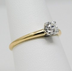 Edwardian 13k & Platinum ≈4.7mm OEC Diamond Promise Engagement Ring Sz 6.5 B9039