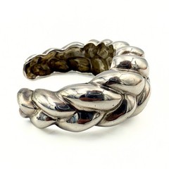 MCM Modernist Ribbed Sterling Silver Braided Cuff Bracelet