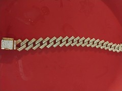 Vintage Gold Plated Moissanite Cuban Link Bracelet