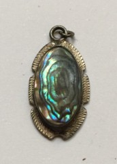 Vtg 1940’s Sterling Silver Abalone Sawtooth Edge Delicate Early Mexico Style 1