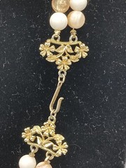 Vintage Coro Creamy Beige Gold Tones AB Beads 2 Strand Necklace