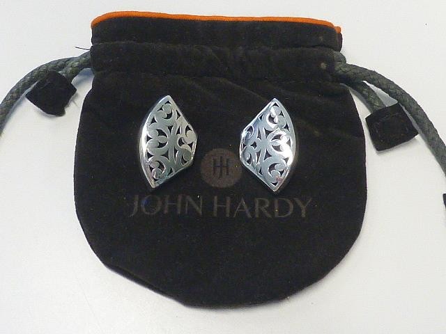 John Hardy Cut Out Design Bold Bali Sterling Silver 925 Earrings Shadow Box Styl