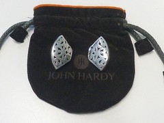 John Hardy Cut Out Design Bold Bali Sterling Silver 925 Earrings Shadow Box Styl