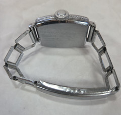 Vintage New Haven Ladies Wristwatch Art Deco Style Link Bracelet Silver Tone