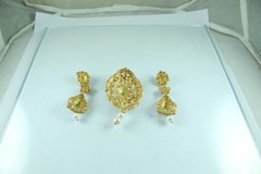 Natural RoseCut Diamond Pearl 925 Sterling Silver Pendant Earrings Jewelry Set