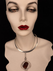 Anna Greta Eker Norway Sterling Silver Carnelian Modernist Pendant Necklace