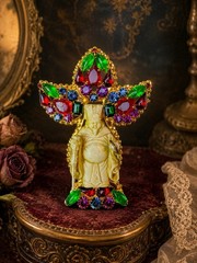 MOANS Couture 18K Gols Plated Emperor Crystal Brooch