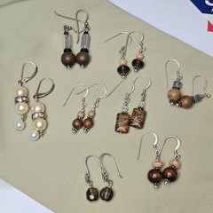 MCM 925 Sterling Silver Bead Bohemian Dangle Drop Earrings Set of 8 Pairs