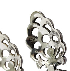 VINTAGE .925 STERLING SILVER MARCASITE FILIGREE DANGLE POST EARRINGS 1.5″