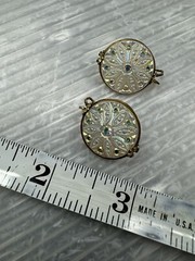 vintage HILLCRAFT CASTLECRAFT 1950s Slide-On EARRINGS .75” AURORA BOREALIS