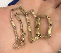 LOOK! 10.6g Filigree Gold Filled Watch Chain Detail Bar link 13” victorian 3.6mm