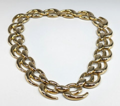 Vintage WM Signed Anthony Yau Chunky Gold Tone Openwork Swirl Statement Necklace