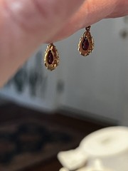 Vintage Red Tourmaline 14kt Earrings With French Wires And Hook 2.0 Grams Total