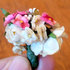 Vtg Silk Flower Bouquet Screw Back Earrings 1950s Romantic Bridal