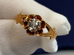 Vtg 14K Yellow Gold Ring 1.7g Fine Jewelry Size 7 Band Clear Round Stone *READ*