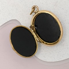 Antique Victorian Banded Agate Double Sided Gold Filled Charm Pendant Locket