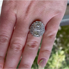 Vintage Art Deco Round Cut Lab Created Diamond 925 Silver Floral Engagement Ring
