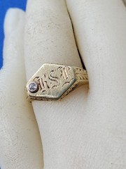 RARE FIND! Antique Victorian Girls 14k Gold Baby’s Ring DIAMOND Floral SIZE 6.5