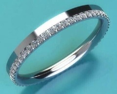 Round Cut Lab Created Diamond 14K White Gold FN Eternity Engagement Band Ring
