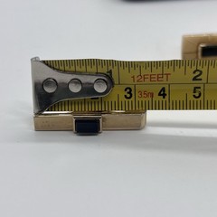 Vintage Swank Genuine Onyx Gold Tone Cufflinks Tie Clip Weber Heilbroner Box